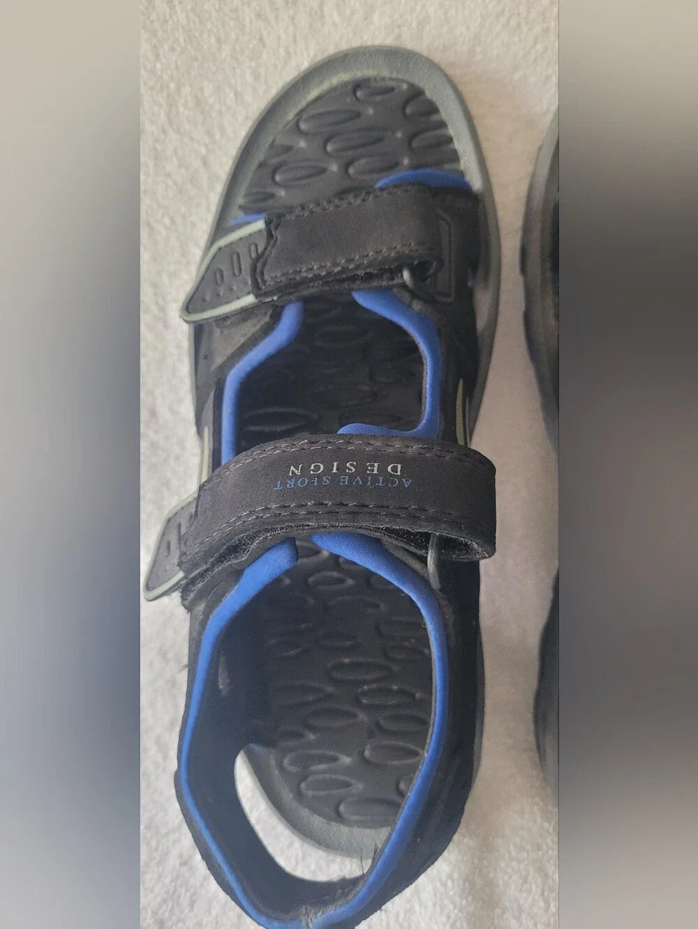 Men's Active Sport Design Sandals Black/Blue Adjustable Velco S 8 (bin 2)
